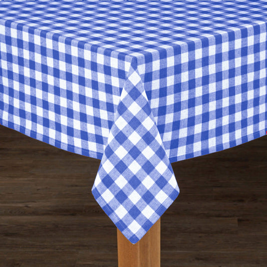 Fabstyles Country Check High-Quality Tablecloth: Blue / 55x55