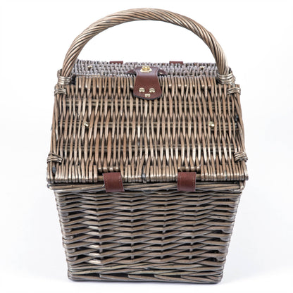 Piccadilly Romantic Picnic Basket for 2 with Picnic Set: Red & White Plaid Pattern