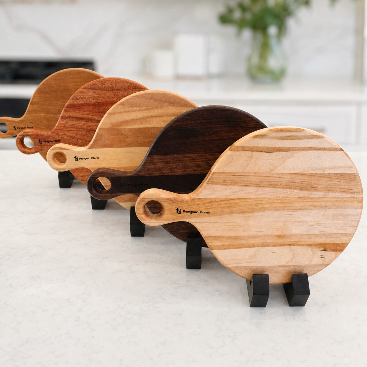 Personal Hardwood Cheese Board with Handle – 11" × 8": Hickory