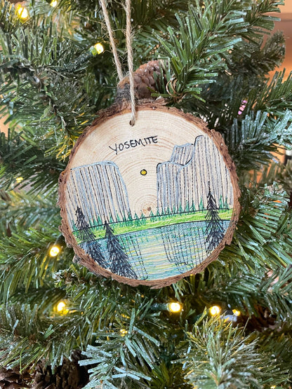 Hand Drawn Yosemite National Park Christmas Ornament Pine