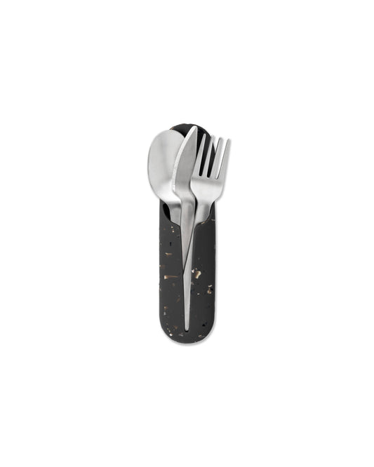 Stainless Steel Utensils Set in Silicone Carry Case: Terrazzo Charcoal