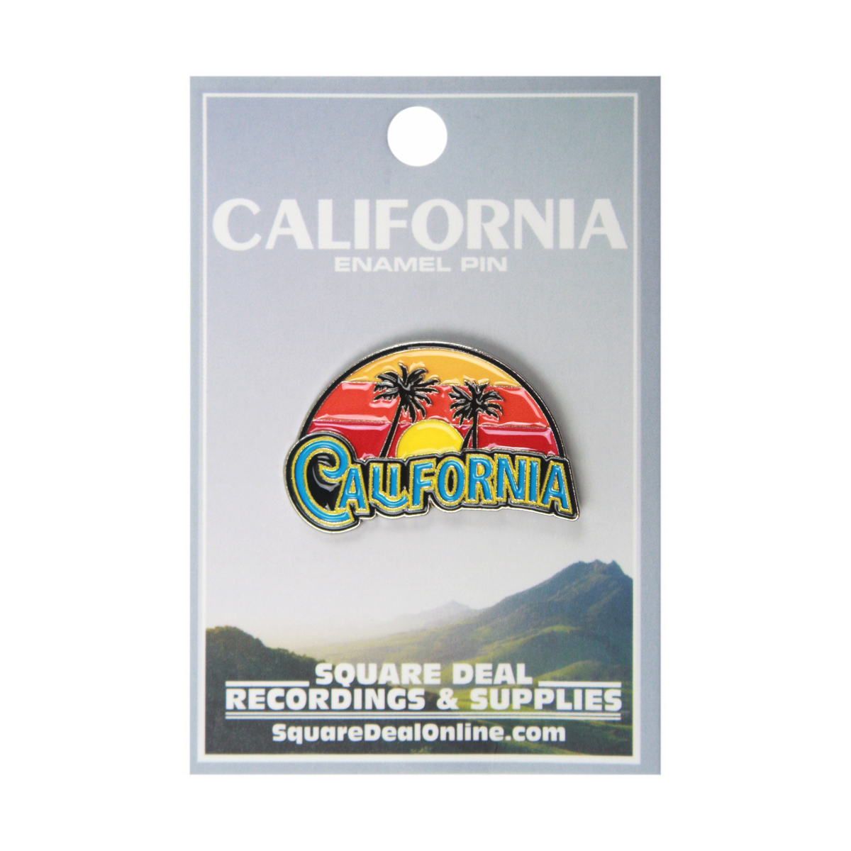 Enamel Pin - California - With Sunset And Palm Trees