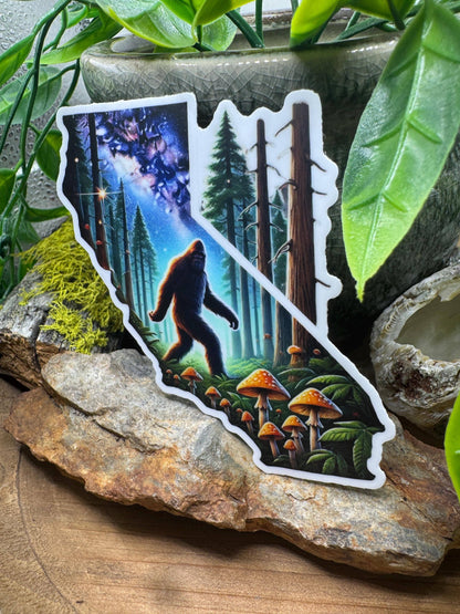 California Bigfoot Galaxy Forest Vinyl Waterproof Sticker