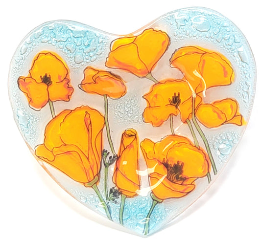 Heart Shape Dish (August) - POPPY  Flower of the Month