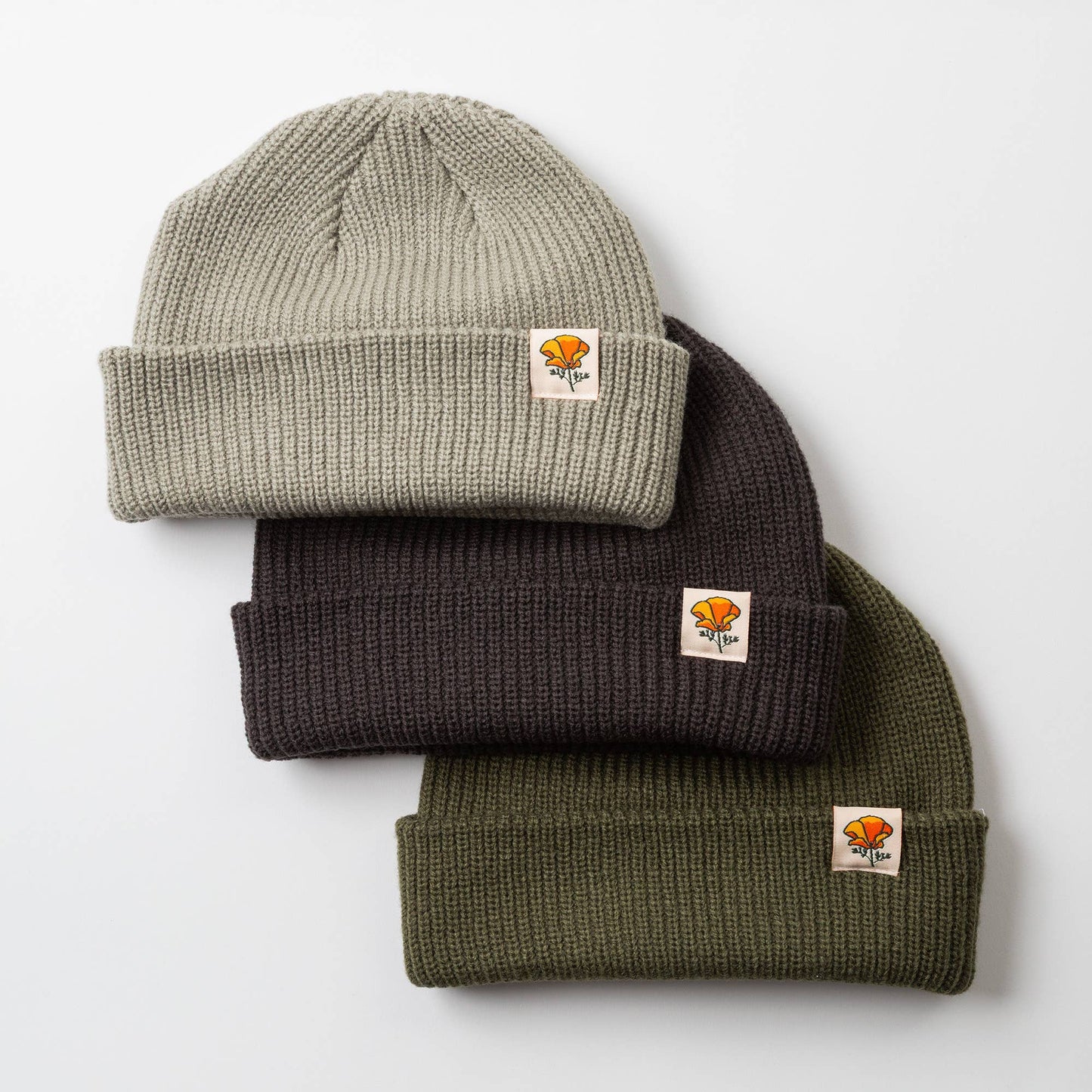 California Poppy Cable Beanie: Eucalyptus