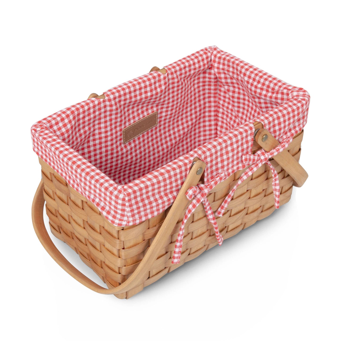 Farmhouse Basket - Red and White Gingham Empty Basket: Red & White Gingham