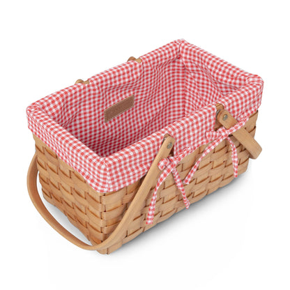 Farmhouse Basket - Red and White Gingham Empty Basket: Red & White Gingham
