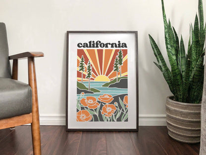 California Art Print | 4 Sizes: 5" x 7"