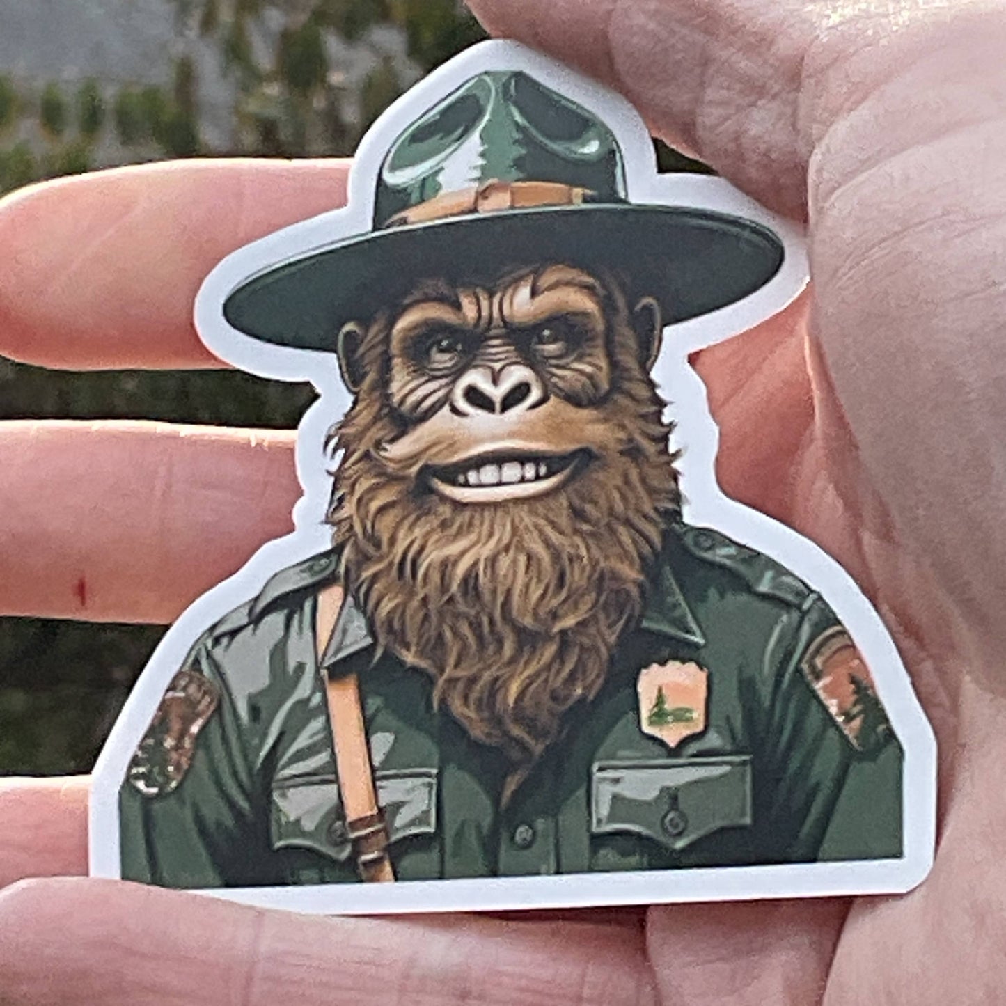 Happy Park Ranger Sasquatch or Bigfoot Vinyl 3" Sticker: No Hang Tag Added / Small 2" Sticker