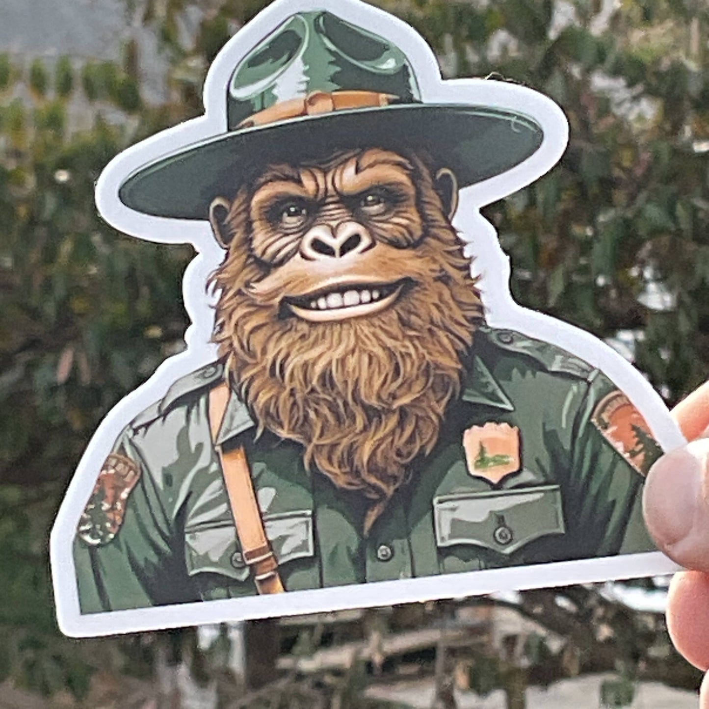 Happy Park Ranger Sasquatch or Bigfoot Vinyl 3" Sticker: No Hang Tag Added / Small 2" Sticker
