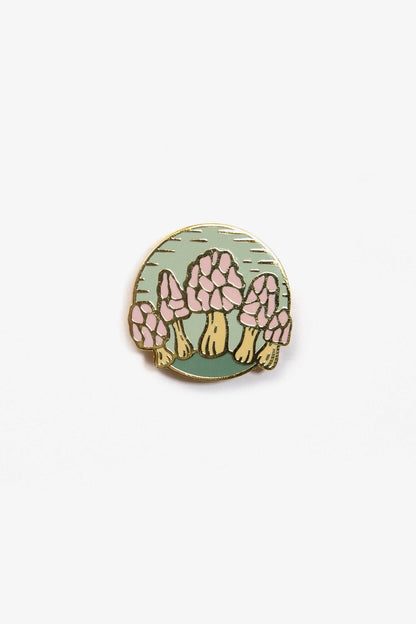 Morel Mushroom Family Enamel Pin