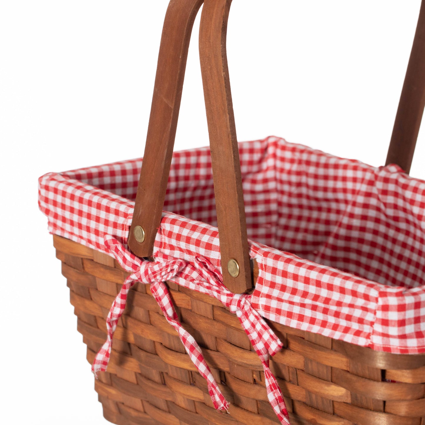 Double Handle Woodchip Basket with Liner: White / Medium
