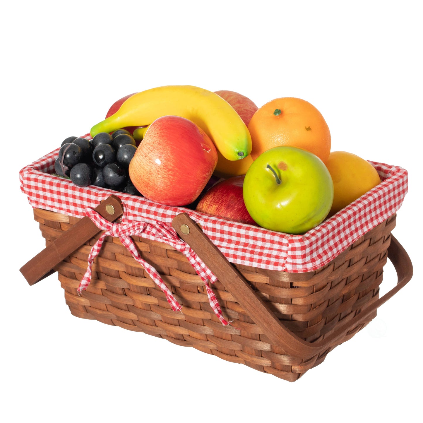 Double Handle Woodchip Basket with Liner: White / Medium