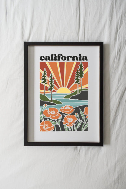 California Art Print | 4 Sizes: 5" x 7"