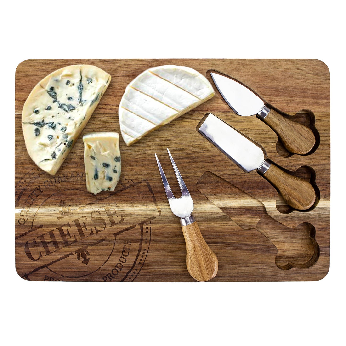 TB Home 4-Pc. Acacia Wood Cheese Board & Cheese Tool Set