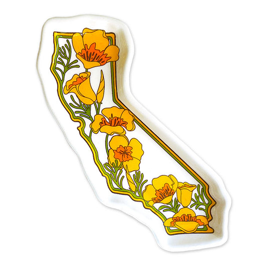 California State with Poppies Trinket Tray