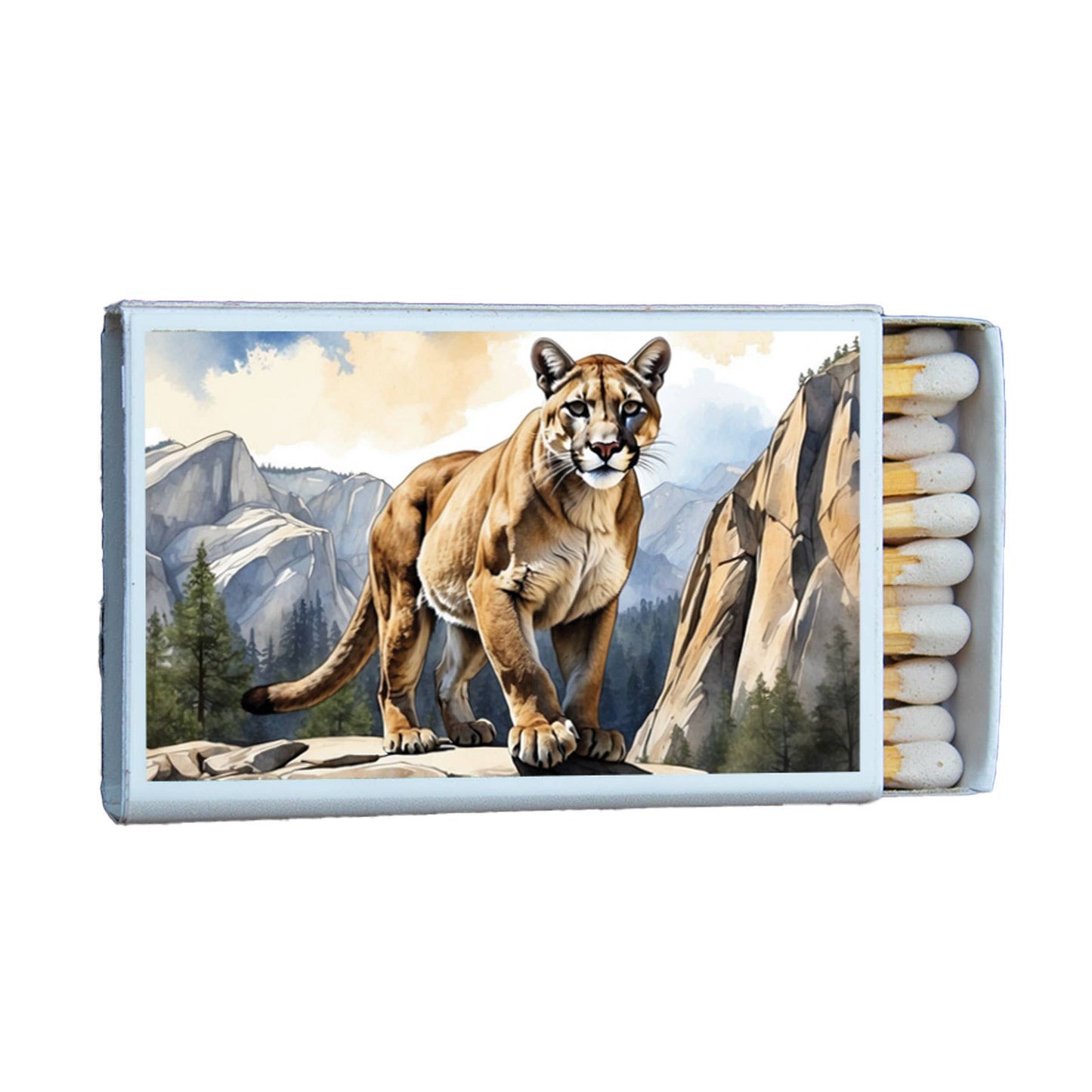 Mountain Lion Matchbox • Candle Acc • Decorative Matches