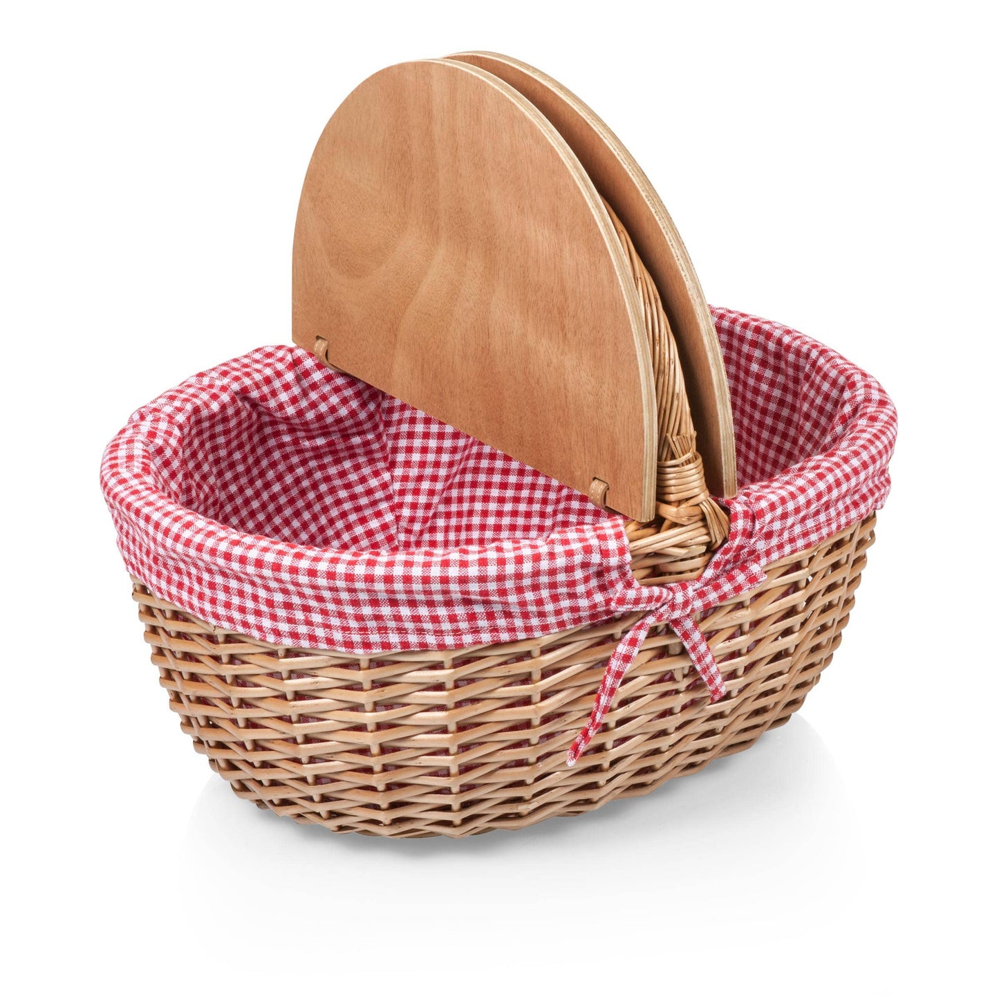 Country Picnic Basket: Red & White Gingham Pattern
