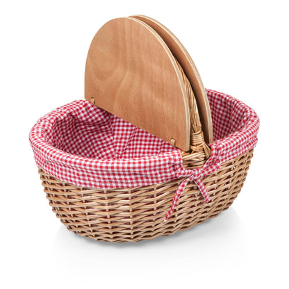 Country Picnic Basket: Red & White Gingham Pattern
