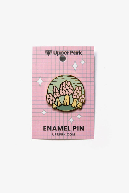 Morel Mushroom Family Enamel Pin