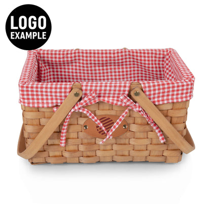 Farmhouse Basket - Red and White Gingham Empty Basket: Red & White Gingham