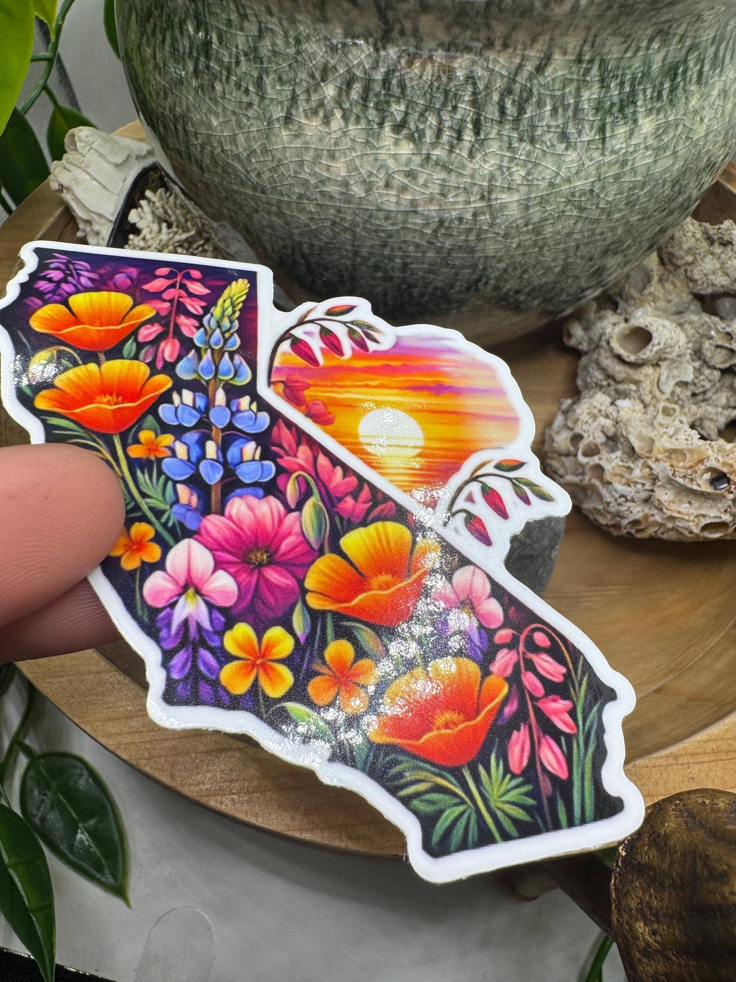California Wildflower Glossy Vinyl Sunset Sticker