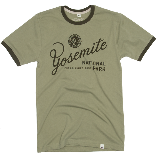 Yosemite Type Ringer Tee: Bay Leaf/Dark Moss / M