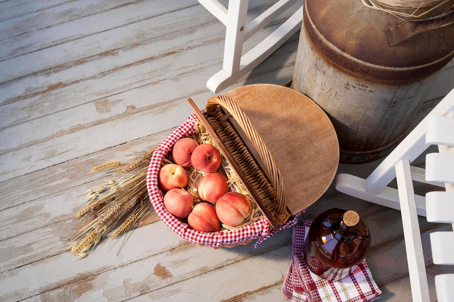 Country Picnic Basket: Red & White Gingham Pattern