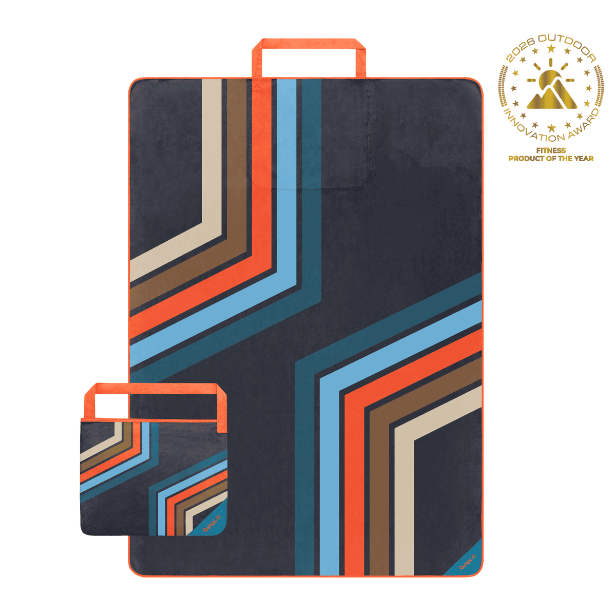 Tech Towel Tote - Midnight Retro Stripes: Double
