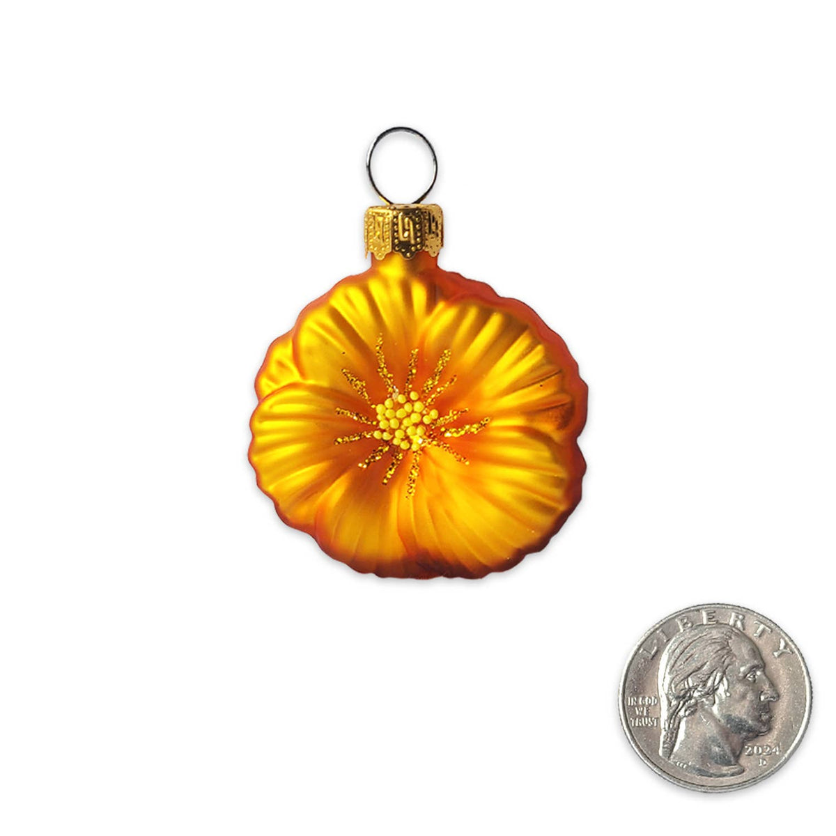 Mini Poppy and Monarch Glass Ornament