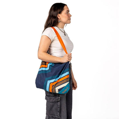 Tech Towel Tote - Midnight Retro Stripes: Double