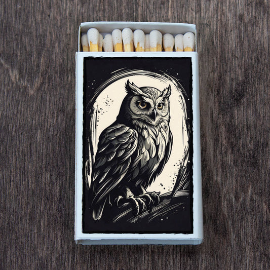 Owl and Moon Matchbox • Decorative Matches •