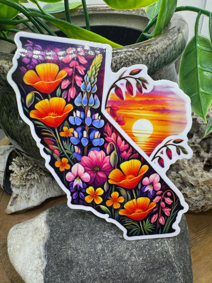 California Wildflower Glossy Vinyl Sunset Sticker