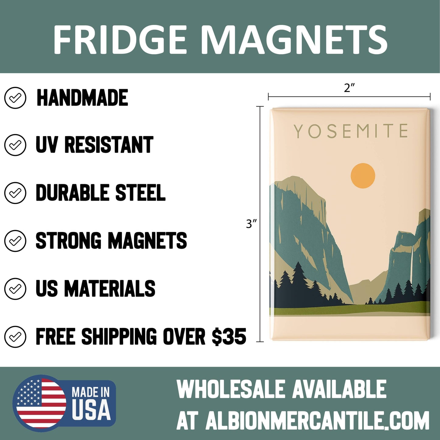Yosemite National Park Magnet | California Fridge Magnets | Travel Souvenir