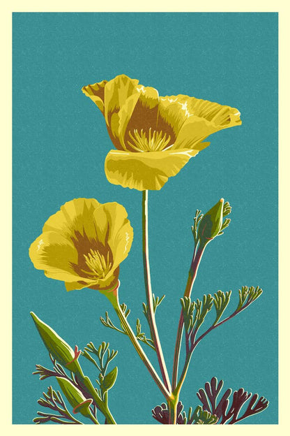 ORGANIC TOTE BAG California Yellow Poppy, Letterpress