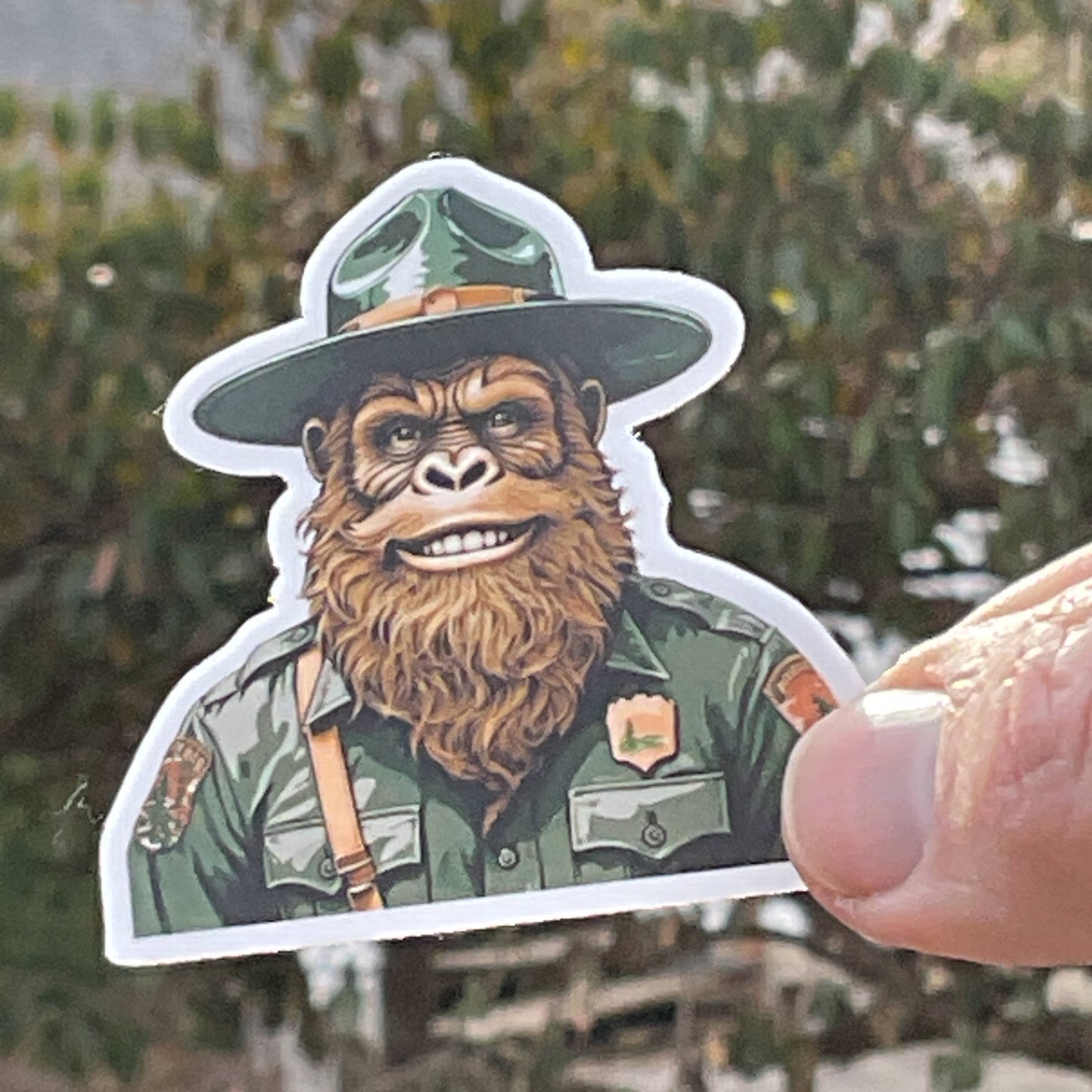 Happy Park Ranger Sasquatch or Bigfoot Vinyl 3" Sticker: No Hang Tag Added / Small 2" Sticker