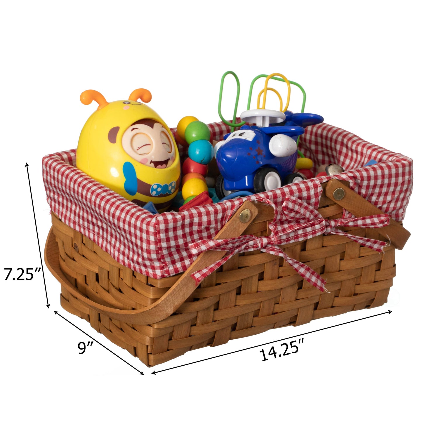 Double Handle Woodchip Basket with Liner: White / Medium