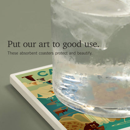 CERAMIC COASTER California The Golden State Geometric