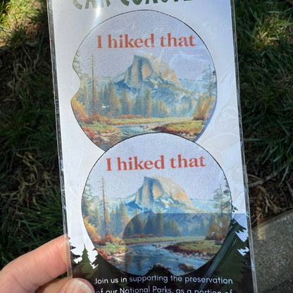 Yosemite Half Dome Neoprene Car Coaster Set: No text on coaster / Single