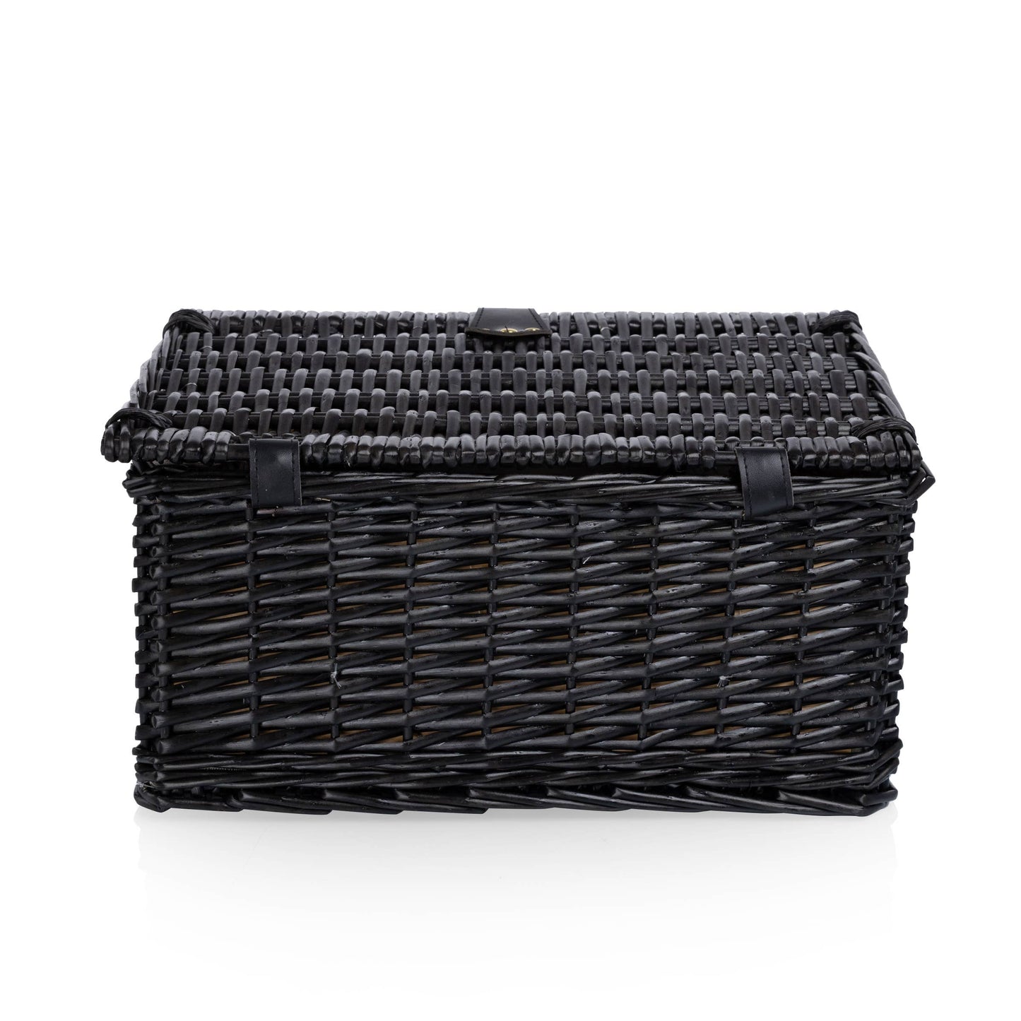 Picnic Basket Set for 2, Black Willow with Beige Accents