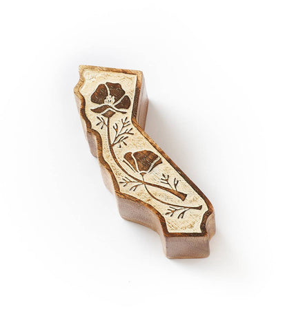 California Poppy Keepsake Box - Hand Carved State Flower