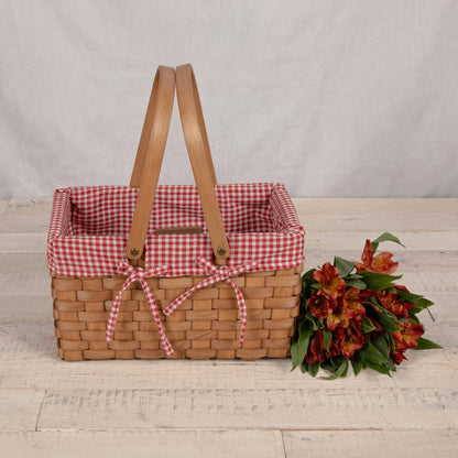 Farmhouse Basket - Red and White Gingham Empty Basket: Red & White Gingham