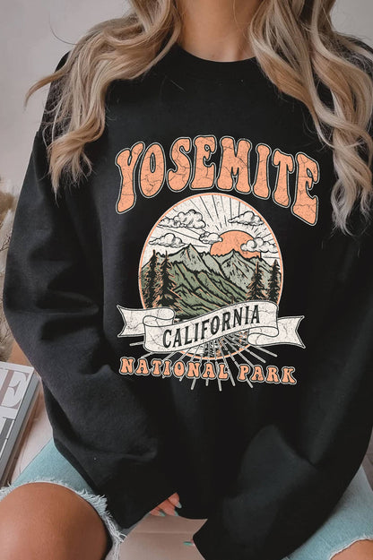 YOSEMITE NATIONAL PARK GRAPHIC BRUSHED SWEATSHIRTS: SAGE GREEN