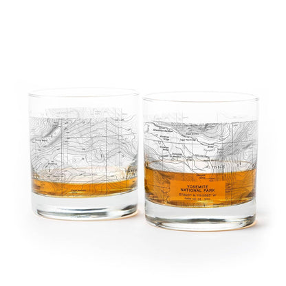 Yosemite National Park Topographic Whiskey Glasses