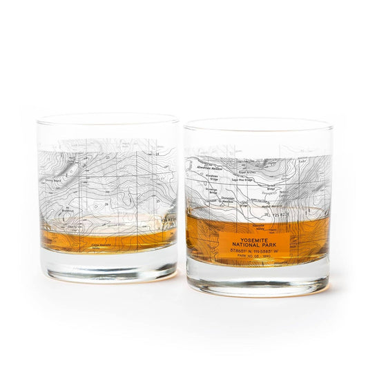 Yosemite National Park Topographic Whiskey Glasses