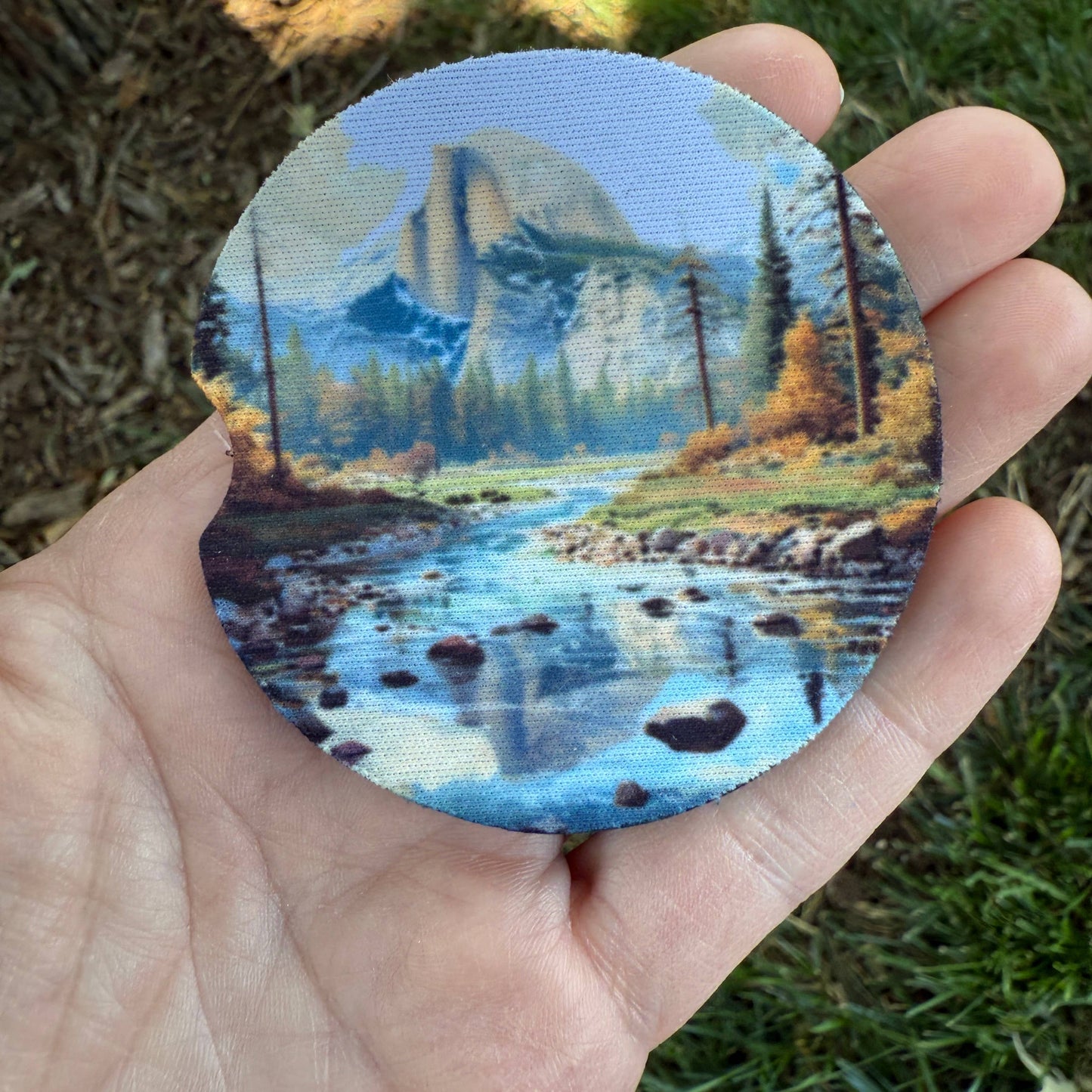 Yosemite Half Dome Neoprene Car Coaster Set: No text on coaster / Single
