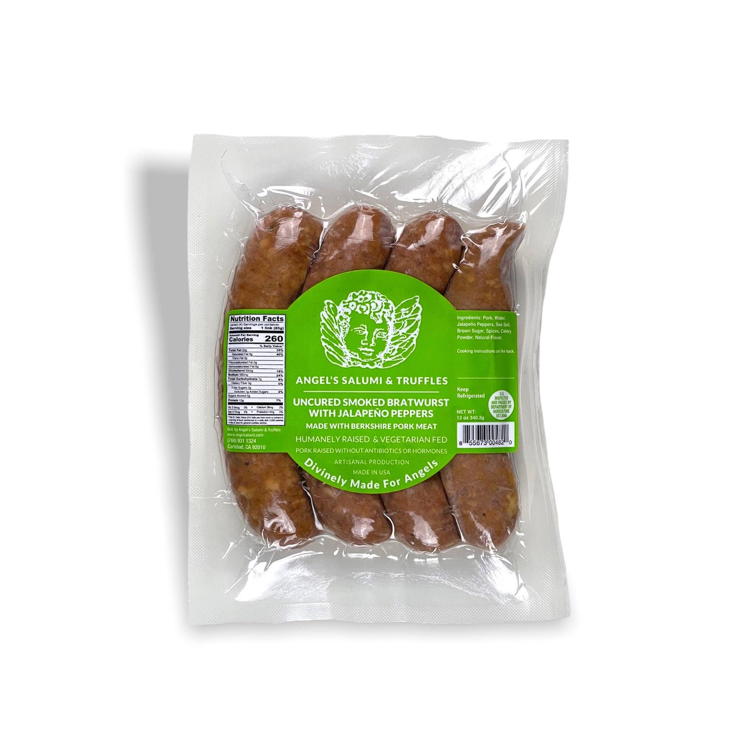 Jalapeño Pepper Uncured Smoked Bratwurst (12oz) - FROZEN