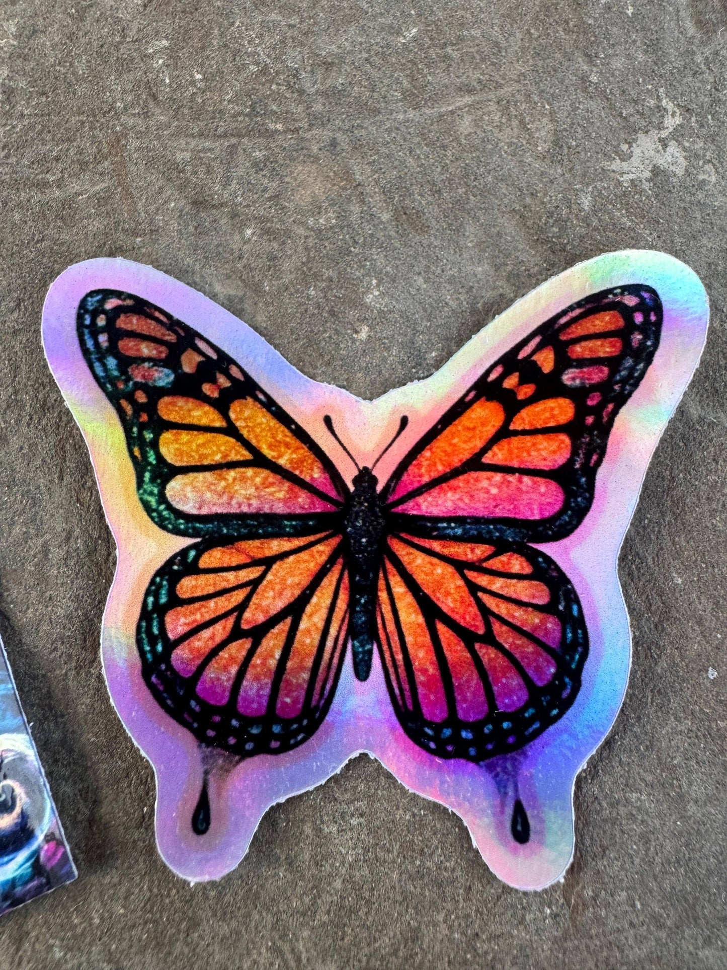 Holographic Butterfly Sticker: California Poppy Vinyl Decal