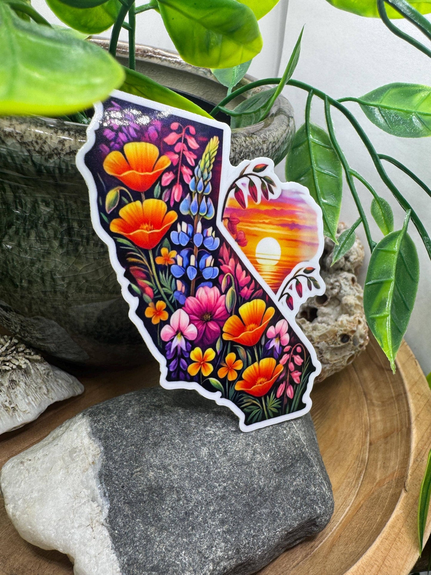 California Wildflower Glossy Vinyl Sunset Sticker