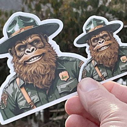 Happy Park Ranger Sasquatch or Bigfoot Vinyl 3" Sticker: No Hang Tag Added / Small 2" Sticker